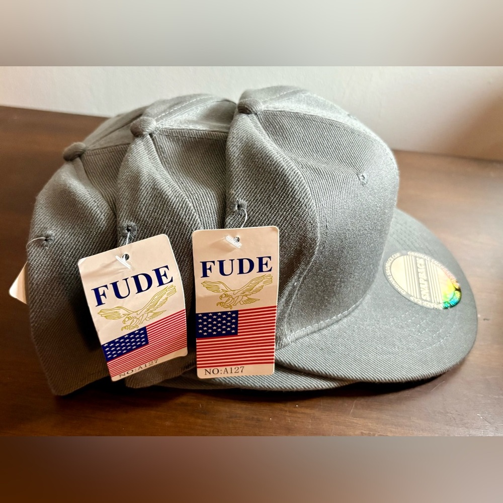 Lot of 3 Gray Blank Fude Baseball Caps